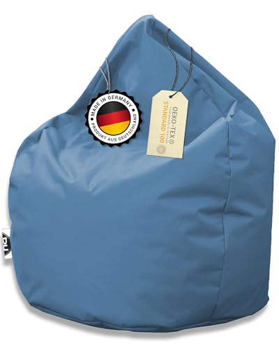 PATCH HOME Sitzsack Tropfenform - 3 Größen - 25 Farben XXL - Höhe 115cm, Durchmesser 95cm Blaugrau von PATCH HOME