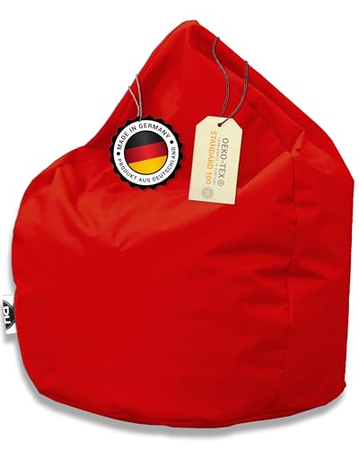 PATCH HOME Sitzsack Tropfenform - 3 Größen - 25 Farben XXL - Höhe 115cm, Durchmesser 95cm Rot von PATCH HOME