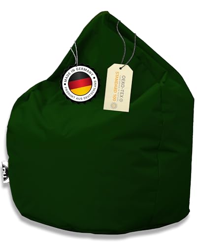 PATCH HOME Sitzsack Tropfenform - 3 Größen - 25 Farben XXXL - 125cm, Durchmesser 105cm Dunkelgrün von PATCH HOME