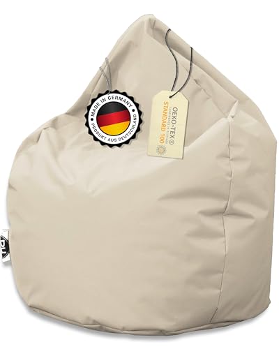 PATCH HOME Sitzsack Tropfenform – Beanbag - Mit Styropor-Füllung, Wasserabweisend, für Indoor & Outdoor, für Kinder und Erwachsene (Creme, Jumbo) von PATCH HOME