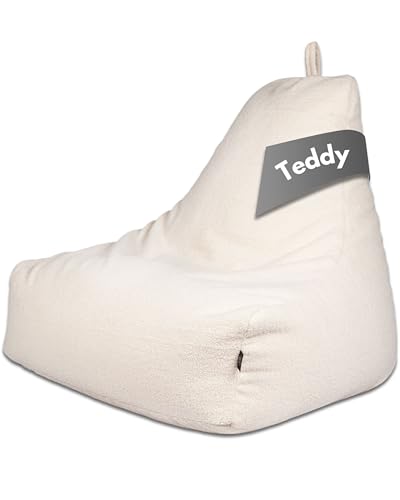PatchHome Comfortline Teddy Sitzsack Lounge Sessel - Gaming Bean Bag für Erwachsene & Kinder - Komfortabler Teddy Sessel mit Füllung - Wohnzimmer & Schlafzimmer Möbel (Creme, XL) von PATCH HOME