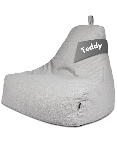 PatchHome Comfortline Teddy Sitzsack Lounge Sessel - Gaming Bean Bag für Erwachsene & Kinder - Komfortabler Teddy Sessel mit Füllung - Wohnzimmer & Schlafzimmer Möbel (Grau, XXL) von PATCH HOME
