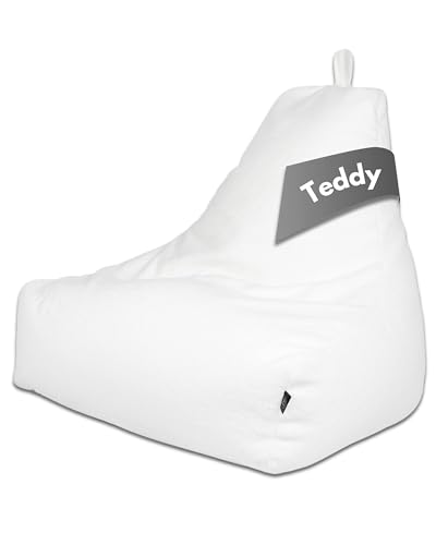 PatchHome Comfortline Teddy Sitzsack Lounge Sessel - Gaming Bean Bag für Erwachsene & Kinder - Komfortabler Teddy Sessel mit Füllung - Wohnzimmer & Schlafzimmer Möbel (Weiß, XXL) von PATCH HOME