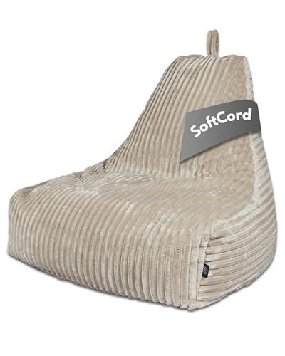 PatchHome Deluxe Cord Sitzsack Lounge Sessel - Gaming Bean Bag für Erwachsene & Kinder - Komfortabler Cord Sessel mit Füllung - Wohnzimmer & Schlafzimmer Möbel (Creme, XL) von PATCH HOME