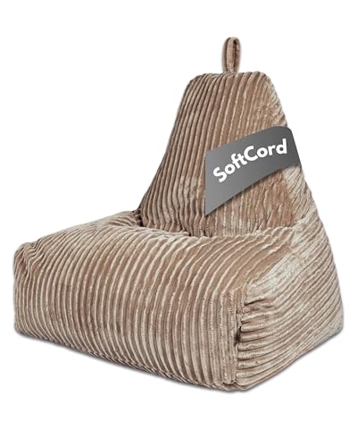 PatchHome Deluxe Cord Sitzsack Lounge Sessel - Gaming Bean Bag für Erwachsene & Kinder - Komfortabler Cord Sessel mit Füllung - Wohnzimmer & Schlafzimmer Möbel (Latte Macchiato, XL) von PATCH HOME