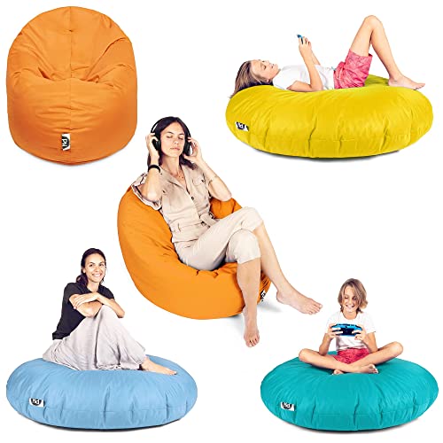 PATCH HOME Patchhome Sitzsack 2 in 1 Sitzkissen Bodenkissen für Erwachsene & Kinder - Gaming mit Füllung Kissen Sessel BeanBag (Ø 100cm, Dunkelgrün) von PATCH HOME