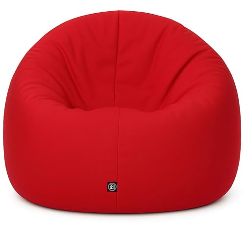 PATCH HOME Sitzsack 2 in 1 Sitzkissen Bodenkissen für Erwachsene & Kinder - Gaming mit Füllung Kissen Sessel BeanBag (Ø 125cm, Rot) von PATCH HOME