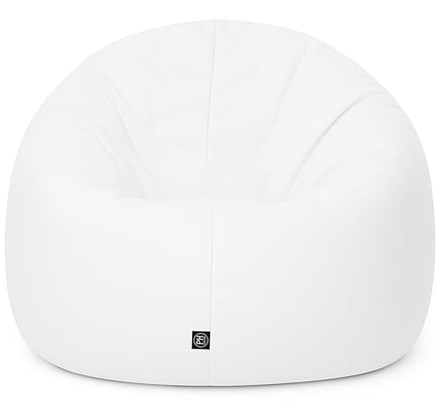 PATCH HOME Sitzsack 2 in 1 Sitzkissen Bodenkissen für Erwachsene & Kinder - Gaming mit Füllung Kissen Sessel BeanBag (Ø 125cm, White) von PATCH HOME