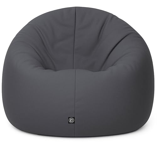 PATCH HOME Sitzsack 2 in 1 Sitzkissen Bodenkissen für Erwachsene & Kinder - Gaming mit Füllung Kissen Sessel BeanBag (Ø 145cm, Anthrazit) von PATCH HOME