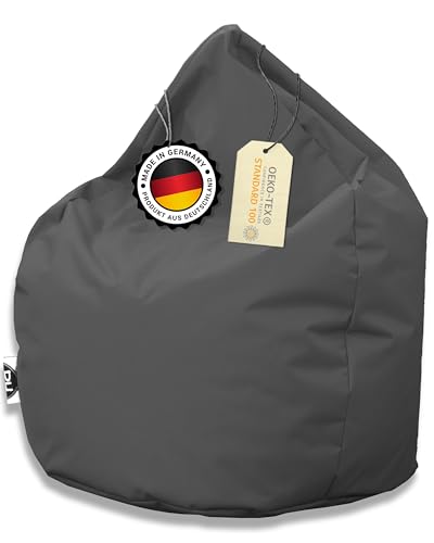 PATCH HOME Sitzsack Tropfenform - 3 Größen - 25 Farben XXL - Höhe 115cm, Durchmesser 95cm Anthrazit von PATCH HOME