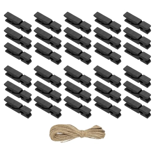 PATIKIL 0.7 * 3.5cm Wäscheklammern Holz, Kluppen, 100 Stück Bunte Holzklammern mit starker Griff Foto Clips zum Aufhängen von Bildern Kleidung Dekorative Bastelarbeiten, Schwarz von PATIKIL