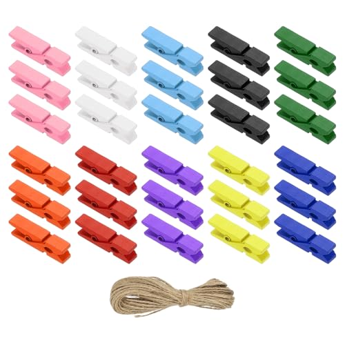 PATIKIL 0.7 * 3.5cm Wäscheklammern Holz, Kluppen, 50 Stück Bunte Holzklammern mit starker Griff Foto Clips zum Aufhängen von Bildern Kleidung Dekorative Bastelarbeiten, Multicolor von PATIKIL
