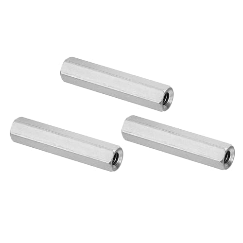 PATIKIL 1/4"-20 UNC 304 Edelstahl Sechskant Kupplungsmuttern, 3 Stück 2.36"/60mm Langmutter Gewindehülse Sechskantmutter Edelstahl Kupplungsmutter Gewindemuffe Gewindeeinsatz, Silberton von PATIKIL