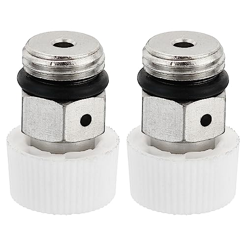 PATIKIL 1/4" BSP 2Pack Stecker Gewinde Manual Heizkörper Entlüftung Ventile Vernickelt Messing Steckventil ohne Schlüssel für Heizkörper Silber Weiß von PATIKIL