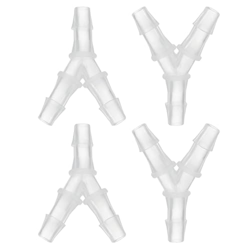 PATIKIL 1/4" Kunststoff-T-Stück-Schlauchstutzen, 4 Stück Gleiches Y-förmiges 3-Wege-Verbindungsstück-Splicer-Mender-Adapter-Union-Kreuzung mit Schlauchstutzen für Luft Wasser, Transparent von PATIKIL