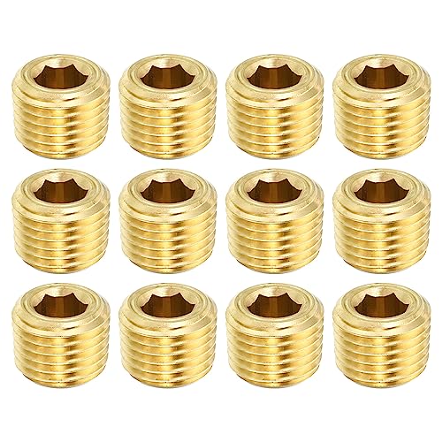 PATIKIL 1/4" NPT Messing Sechskant Versenkte Stopfen 12 Pack Zähler Versenkte Innere Sechskant Gewinde Steckdose Rohrleitung Stopfen Stecker Beschläge für Wasser Öl Gasleitung PATIKIL 1/4" NPT Messing Sechskant Versenkte Stopfen 12 Pack Zähler Versenkte Innere Sechskant Gewinde Steckdose Rohrleitung Stopfen Stecker Beschläge für Wasser Öl Gasleitung von PATIKIL