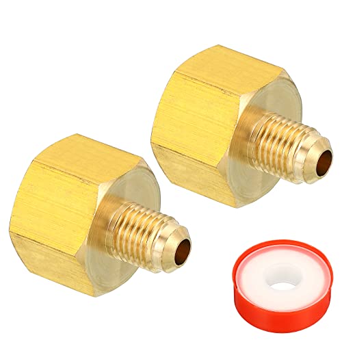 PATIKIL 1/4 SAE Stecker x 1/2 SAE Buchse Messing Leuchte Rohr Fitting 2Pack Rohrverschraubung Reduzierstück Gas Adapter Sechskant Kupplung mit PTFE Klebeband für Klempnerei HVAC von PATIKIL