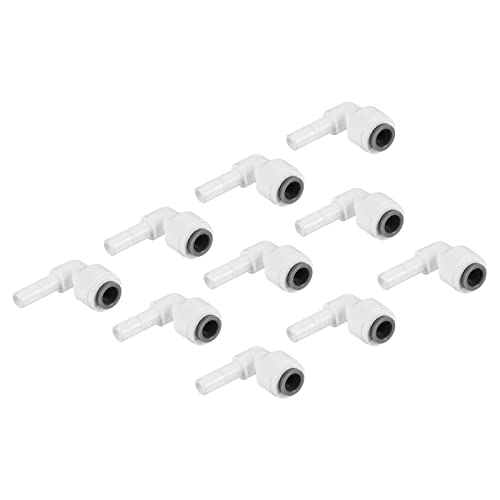 PATIKIL 1/4" Wasser Rohrleitung Stiel Winkel Anschluss 10 Pack 90 Grad Steckbare Wasser Linie Fitting für RO Wasser System Weiß von PATIKIL