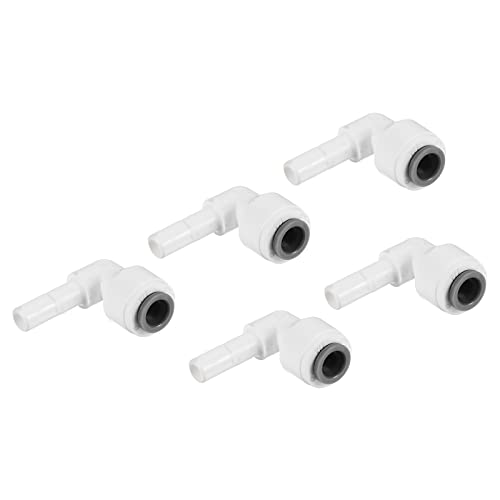 PATIKIL 1/4" Wasser Rohrleitung Stiel Winkel Anschluss 5 Pack 90 Grad Steckbare Wasser Linie Fitting für RO Wasser System Weiß von PATIKIL