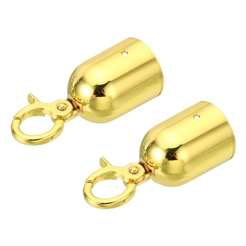 PATIKIL 1,6" Absperrseil-Endkappe, 2er Pack Kordel-Endkappen Barriereseil-Endkappe mit Karabinerhaken für Personenführung und Warteschlangenabgrenzung, Gold von PATIKIL