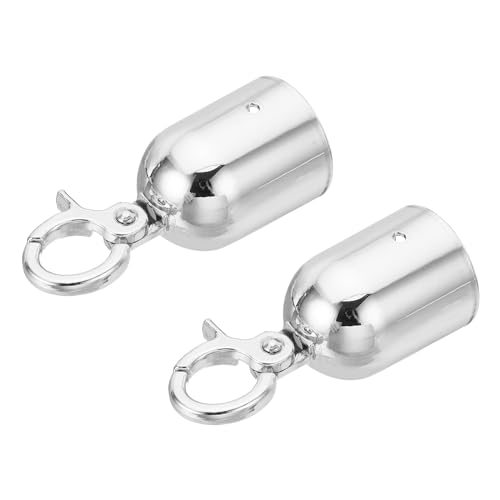 PATIKIL 1,6" Absperrseil-Endkappe, 2er Pack Kordel-Endkappen Barriereseil-Endkappe mit Karabinerhaken für Personenführung und Warteschlangenabgrenzung, Silber von PATIKIL