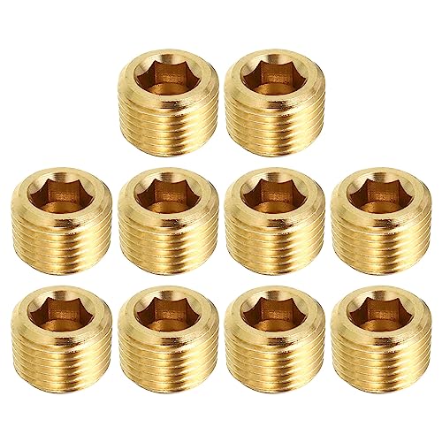 PATIKIL 1/8" PT Messing Sechskant Versenkte Stopfen 10 Pack Zähler Versenkte Innere Sechskant Gewinde Steckdose Rohrleitung Stopfen Stecker Beschläge für Wasser Öl Gasleitung PATIKIL 1/8" PT Messing Sechskant Versenkte Stopfen 10 Pack Zähler Versenkte Innere Sechskant Gewinde Steckdose Rohrleitung Stopfen Stecker Beschläge für Wasser Öl Gasleitung von PATIKIL