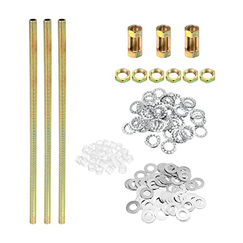 PATIKIL 1/8IP Gewinde 11.8" Lampe Leitung Kit mit Schloss Muttern Unterlegscheiben Verschlüsse Sortiment Hardware für Kronleuchter Deckenlicht DIY Verzinkung von PATIKIL