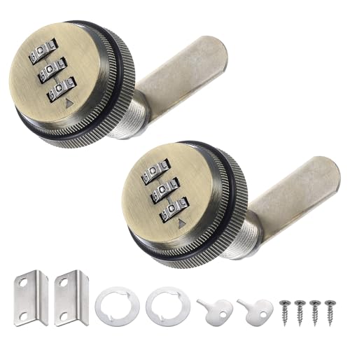 PATIKIL 1-1/8" Kombinations-Cam-Schloss, 2 Stück Aktenschrank-Schlösser mit Kombinationspasswort-Codierungsschloss mit Zylinder Chrom für 0,6-1" dicke Holzschublade Briefkasten, Grün von PATIKIL