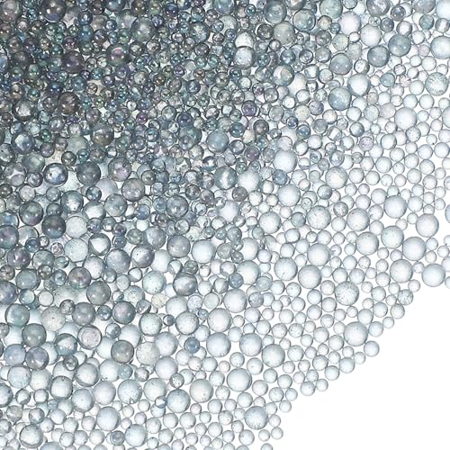 PATIKIL 1-3mm Mini Glasblasenperlen 200g Winzige irisierende Perlen Kein Loch Wassertropfenkugeln für DIY-Basteln Nagelkunst Harzfüller, Grau von PATIKIL