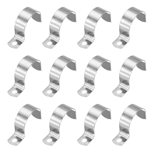 PATIKIL 1-4/7" (40mm) Befestigungsschelle, 12 Stück 304 Edelstahl-Kabelschelle 1 Loch Verdicken U-Halter Rohrschelle Rohrleitungsbügel für Rohr Kabel Draht Fixierung von PATIKIL