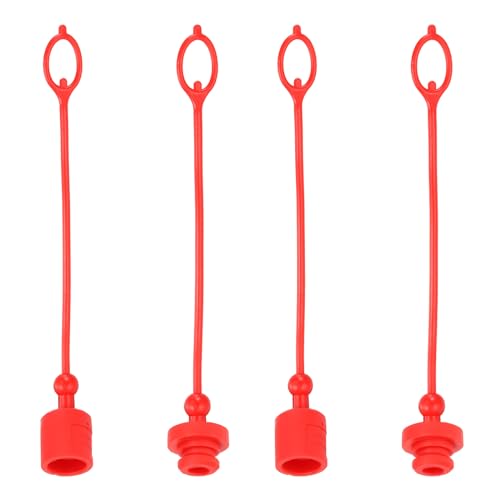 PATIKIL 1" Iso B Hydraulik Kupplung Männlich Staubkappe und Weibliche Stecker Abdeckung 2 Set Hydraulik Schnellkupplung Anschluss Stecker Abdeckung Armaturen mit Haltering Rot von PATIKIL