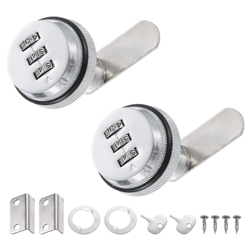 PATIKIL 1" Kombinations-Cam-Schloss, 2 Stück Aktenschrank-Schlösser mit Kombinationspasswort-Codeschloss mit Zylinder Chrom für 0,4-0,8" dicke Holzschublade Briefkasten, Silber von PATIKIL