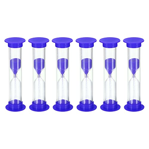 PATIKIL 1 Minute Sanduhr 6Stk Klein Sanduhr mit Plastik Cover Abwärtszählende Sanduhr für Spiele Küche Party Geschenke DIY Dekoration Blau von PATIKIL