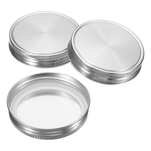 PATIKIL 1 Satz 3 Stück 86mm / 3-1/2" Breiter Mund Edelstahl Einmachglas Deckel Einmachgläser Kappe mit Silikon Dichtungsring für Küchenlagerung von PATIKIL