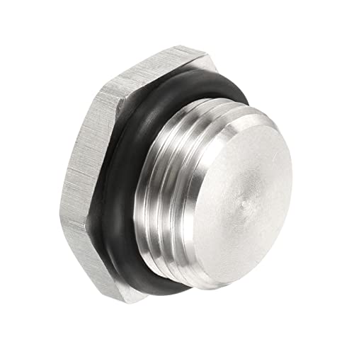 PATIKIL 1 Stück M18x1.5 Stecker Wasserdicht Staubdicht 304 Edelstahl Gewinde Sechskantkopf Sockel Massives Rohr Fitting mit Dichtung Gummi Ring von PATIKIL