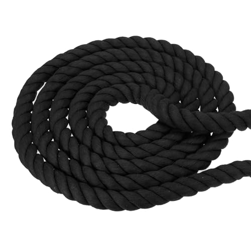 PATIKIL 1 Zoll x 50 Fuß Natur Twisted Baumwollseil 3 Strang Starkes Dickes Baumwollseil Tauziehen Seil für Geländer Handwerk Wohnkultur, Schwarz von PATIKIL