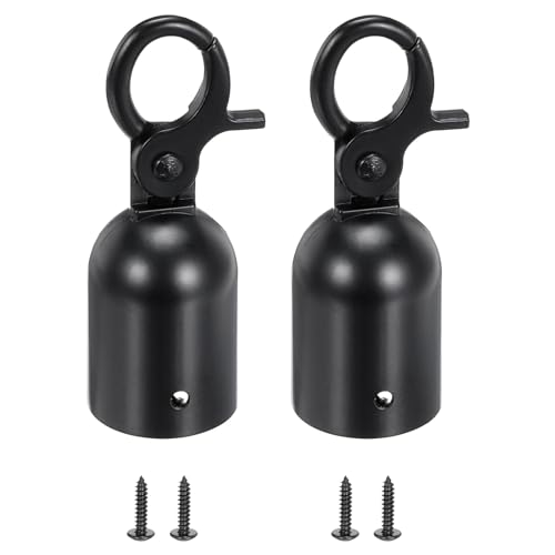 PATIKIL 1.1"x3.2" Pfosten Seil Endstopfen 2 Packung Kordel Ende Kappen Absperrung Seil Ende Kappe Karabiner Haken für Massenkontrolle Warteschlange Trennwand Schwarz von PATIKIL