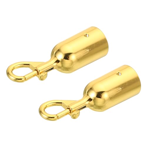 PATIKIL 1.2" Absperrseil-Endkappe, 2er Pack Kordel-Endkappen für Absperrseile mit Karabinerhaken zur Personenführung, Gold von PATIKIL
