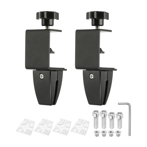 PATIKIL 1.7x1.3x2.4 Schreibtisch-Trennwandstützklemme, 2 Stück Aluminium-Schreibtischschildklemme Schreibtisch-Trennwandklemme Halterung für Büro-Heim-Schreibtisch-Panel, Schwarz von PATIKIL