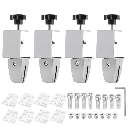 PATIKIL 1.7x1.3x2.4 Schreibtisch-Trennwandstützklemme, 4 Stück Aluminium-Schreibtischschildklemme Schreibtisch-Trennwandklemme Halterung für Büro- und Heim-Schreibtischpaneel, Weiß von PATIKIL