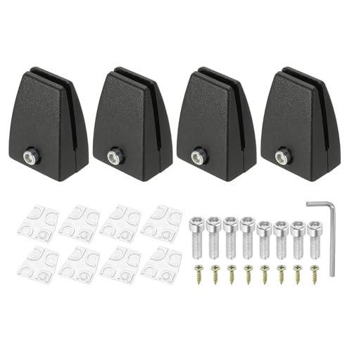PATIKIL 1.7x1.3x2.4" Schreibtisch-Trennwandstützklemme, 4 Stück Aluminium-Schreibtischschildklemme Schreibtisch-Trennwandklemme Halterung für Büro- und Heimschreibtisch, Schwarz von PATIKIL