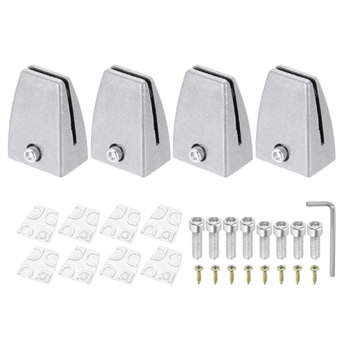 PATIKIL 1.7x1.3x2.4 Schreibtisch-Trennwandstützklemme, 4 Stück Aluminium-Schreibtischschildklemme Schreibtisch-Trennwandklemme Halterung für Büro- und Heimschreibtisch, Silber von PATIKIL