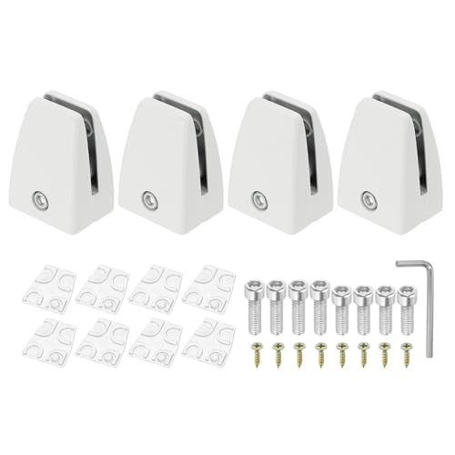 PATIKIL 1.7x1.3x2.4" Schreibtisch-Trennwandstützklemme, 4 Stück Aluminium-Schreibtischschildklemme Schreibtisch-Trennwandklemme Halterung für Büro- und Heimschreibtisch, Weiß von PATIKIL