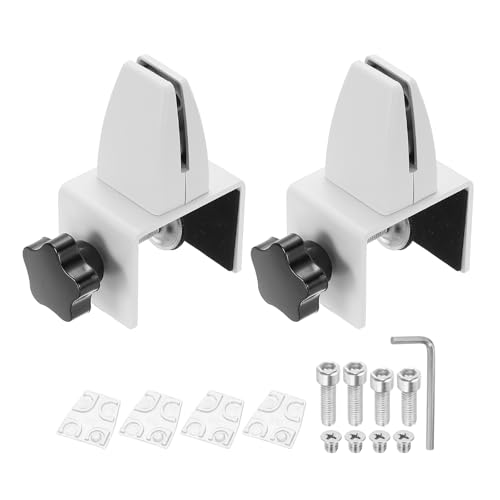 PATIKIL 1.8x1.3x2.1" Schreibtisch-Trennwandstützklemme, 2 Stück Aluminium-Schreibtischschildklemme Schreibtisch-Trennwandklemme Halterung für Büro- und Heim-Schreibtischpaneel, Mattweiß von PATIKIL