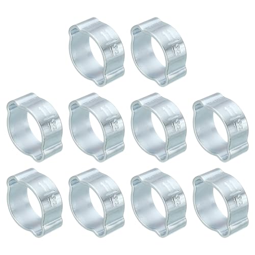 PATIKIL 10 Stück 11-13mm Schlauchschelle Mit Zwei Ohren, Crimpringe aus Verzinktem Stahl 2 Ohr Schellen für Schläuche Rohrverbinder Anschlüsse Kabeln Warmwasserrohre, Silber Ton von PATIKIL
