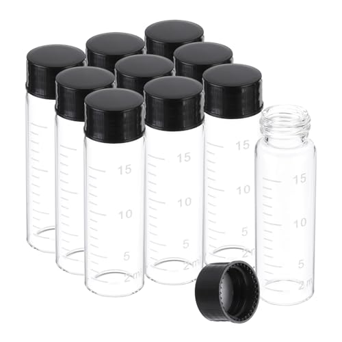 PATIKIL 10 Stück 15ml Kleine klare Glasfläschchen mit schwarzem Schraubverschluss, Transparent Glasfläschchen für die Lagerung PATIKIL 10 Stück 15ml Kleine klare Glasfläschchen mit schwarzem Schraubverschluss, Transparent Glasfläschchen für die Lagerung von PATIKIL