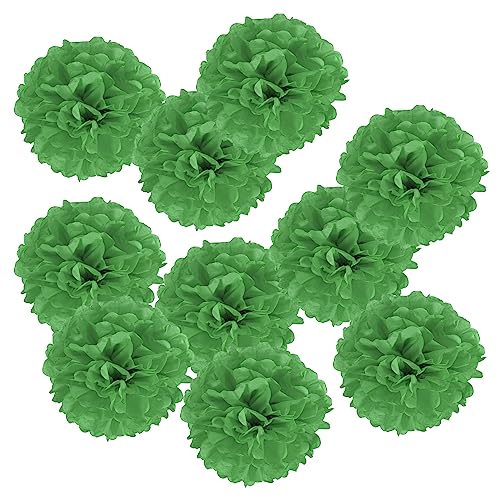 PATIKIL 10 Stück 20 cm Pom Poms Papier Blumen, Papierblumen Hochzeitsdeko Seidenpapier für Hochzeit Brautdusche Geburtstagsparty Hintergrund Dekoration, Grün von PATIKIL