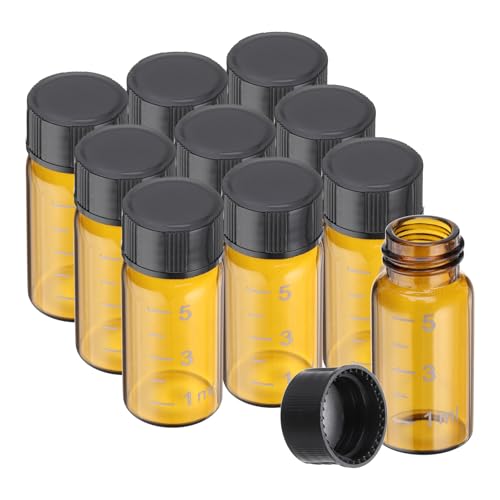 PATIKIL 10 Stück 5ml kleine braune Glasfläschchen mit schwarzem Schraubverschluss, Transparent Glasfläschchen für die Lagerung von festen, flüssigen und pulverförmigen Substanzen PATIKIL 10 Stück 5ml kleine braune Glasfläschchen mit schwarzem Schraubverschluss, Transparent Glasfläschchen für die Lagerung von festen, flüssigen und pulverförmigen Substanzen von PATIKIL