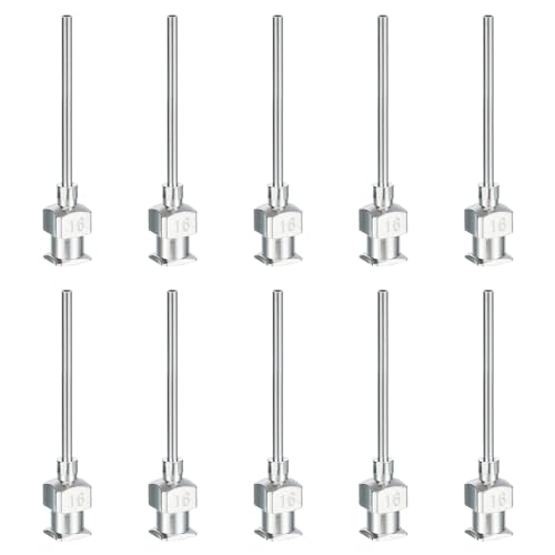 PATIKIL 10 Stück Stumpfe Spitze Dosierkanüle 16G, 1 Zoll Edelstahl Flüssigkeitsdosierkanülen mit Lure Lock zum Nachfüllen von Flüssigtinten Klebstoffen von PATIKIL