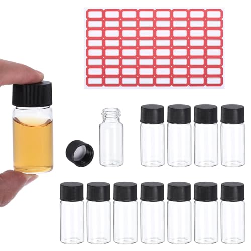 PATIKIL 10 ml klare Glasfläschchen, 50er Pack Probefläschchen mit Schraubverschluss Reagenzglas mit Etiketten Auslaufsicheres Flüssigkeitsfläschchen für das Labor PATIKIL 10 ml klare Glasfläschchen, 50er Pack Probefläschchen mit Schraubverschluss Reagenzglas mit Etiketten Auslaufsicheres Flüssigkeitsfläschchen für das Labor von PATIKIL